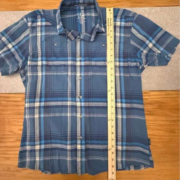 Kuhl Styk Short Sleeve Plaid Performance Shirt Tapered Fit Mens Medium - Picture 8 of 12